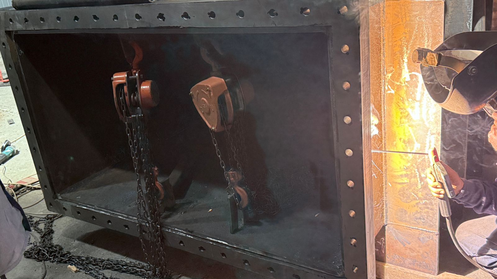 Structural welding on an industrial fabricated assembly